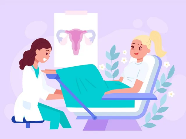 Лікар-гінеколог оглядає пацієнта зі збільшувальним склом