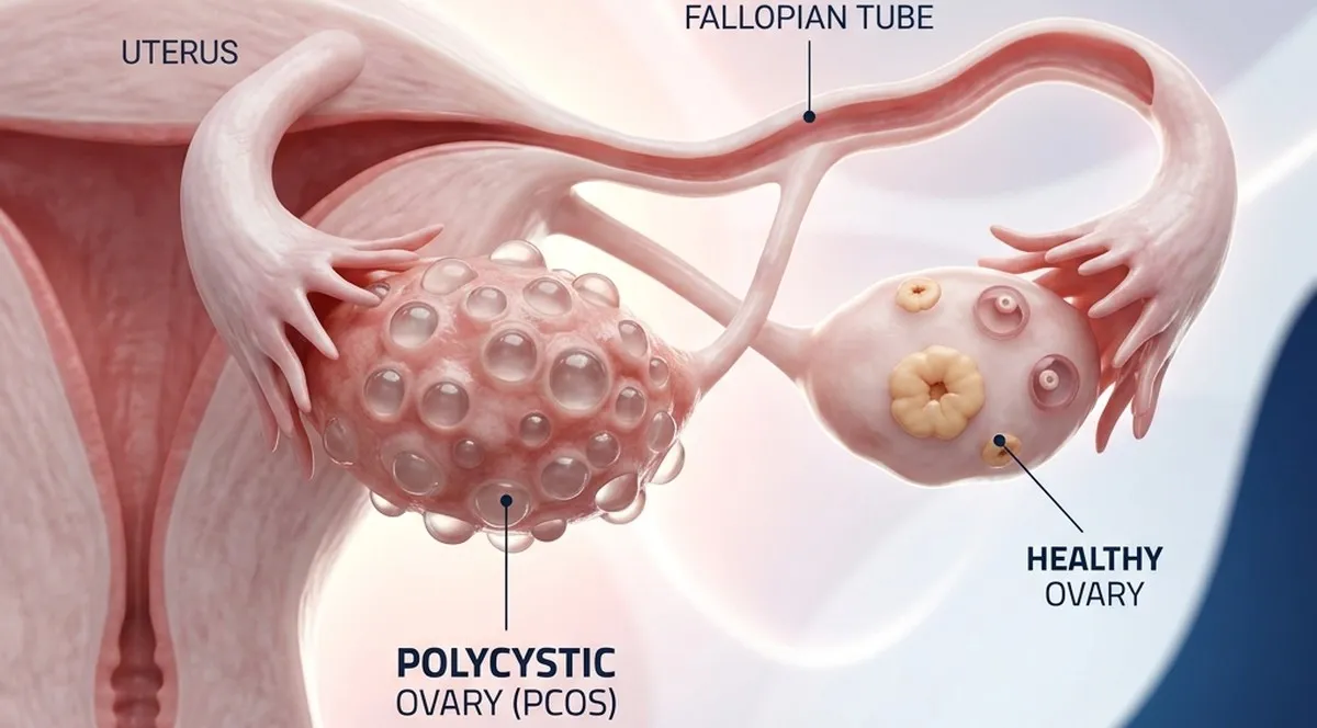 Визуализация здорового и поликистозного яичника: причины гормонального сбоя